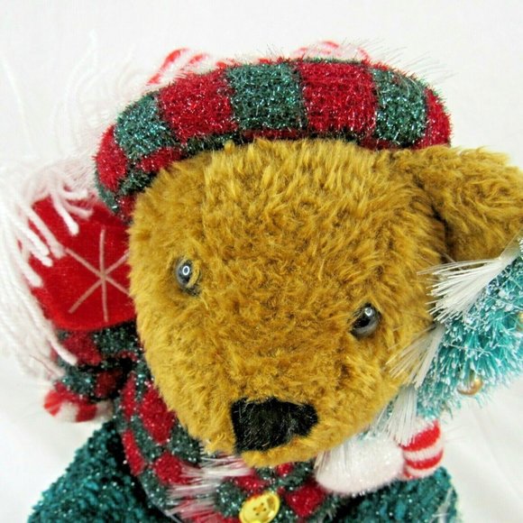 Christmas Avon Teddy Bear Fiber Optic Lighted Tree Color Changing 11" Sitting - Picture 4 of 7